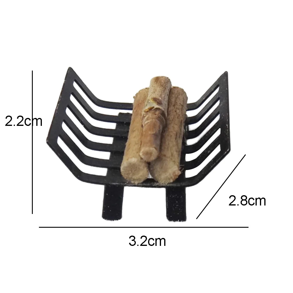 1/12 Metal Rack with Firewood Doll House Furniture Y311358