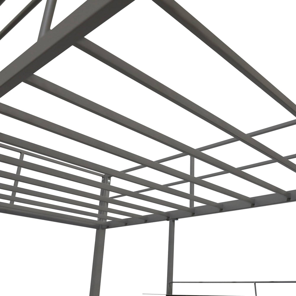 Black Metal Twin Loft Bed with Desk and Shelf E20686
