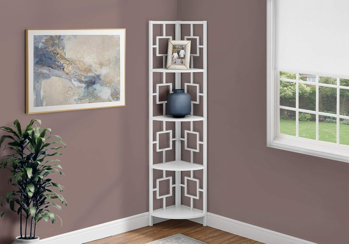 White 4 Tier Corner Bookcase N716685
