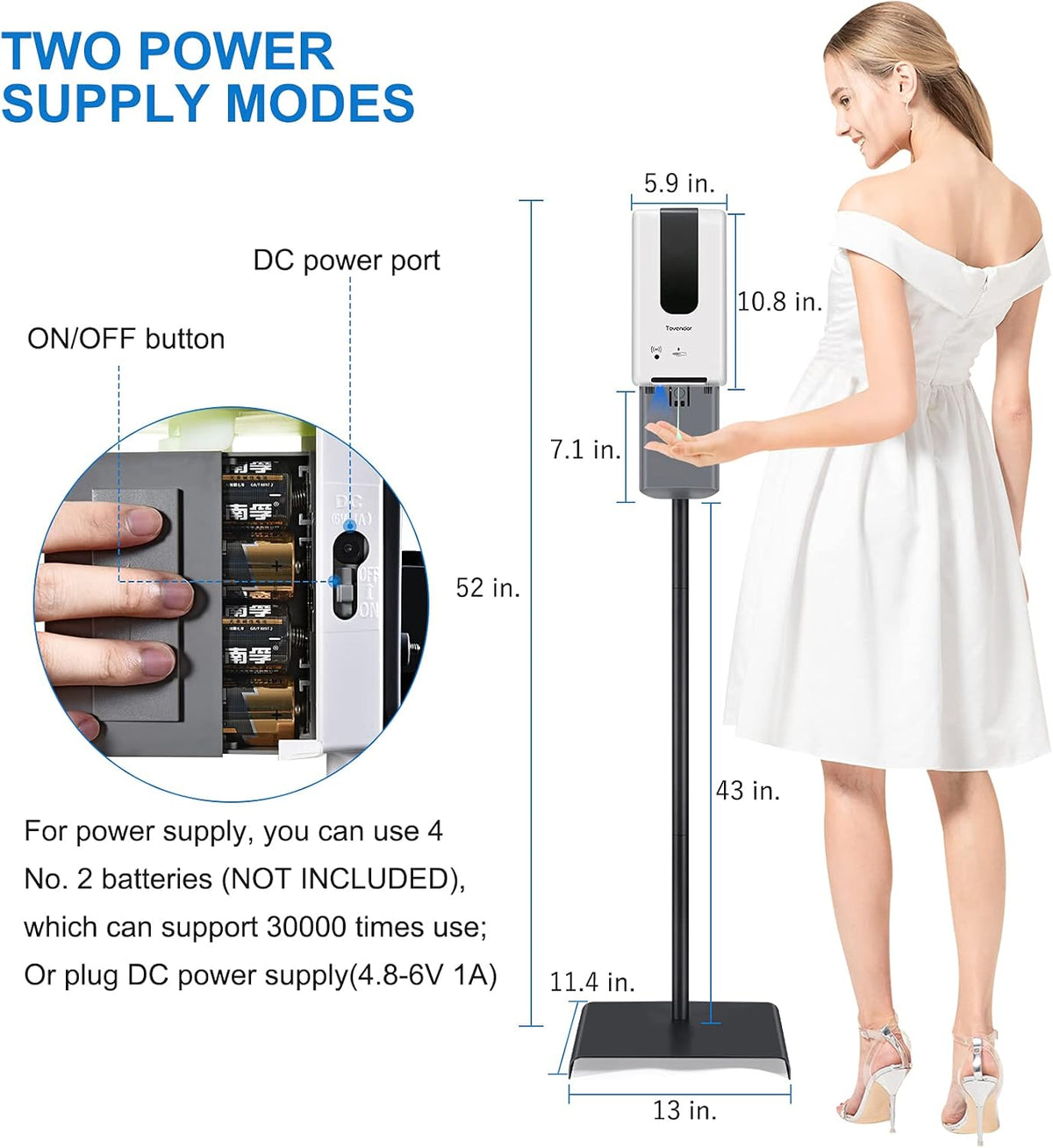 Automatic Hand Sanitizer Dispenser with Stand and Drip Catcher Infrared Sensor Refillable 1200ml Bottle P6509