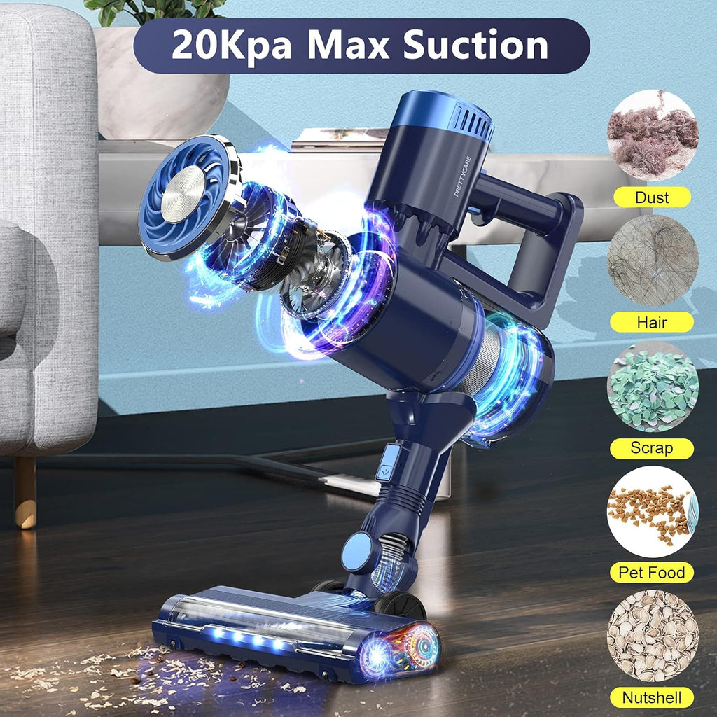 Cordless Stick Vacuum Cleaner with LED Touch Display, 20KPA, 2600mAh Detachable Battery, 4 in 1 Lightweight Rechargeable Handheld I886378