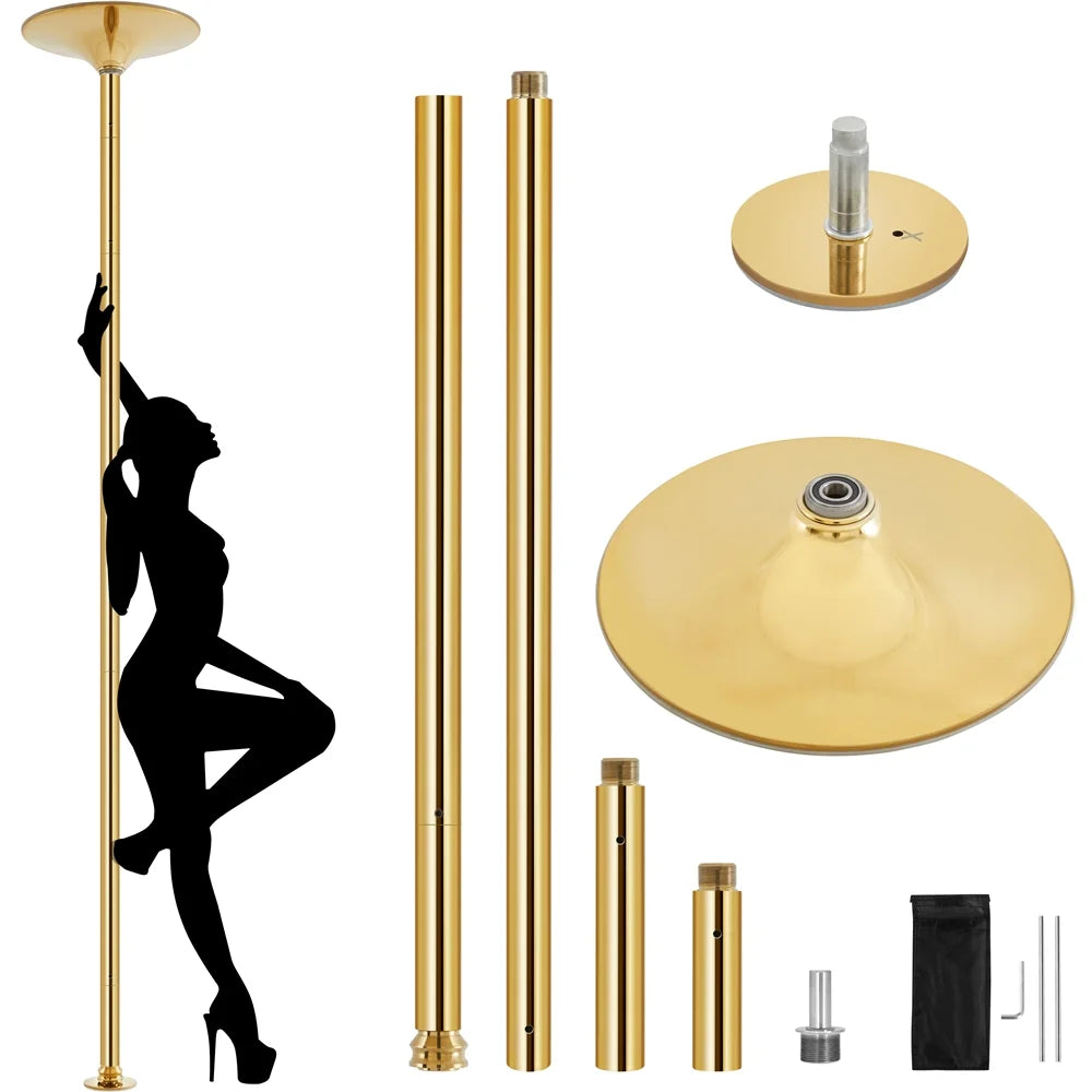 Gold Height Adjustable Spinning Static Dance Pole E815278