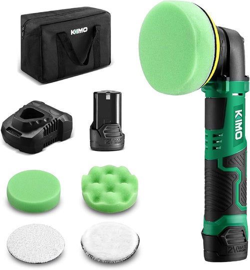 12V 3" Cordless Car Buffer Polisher Kit with 2.0Ah Battery and 4 Polishing Pads P971682