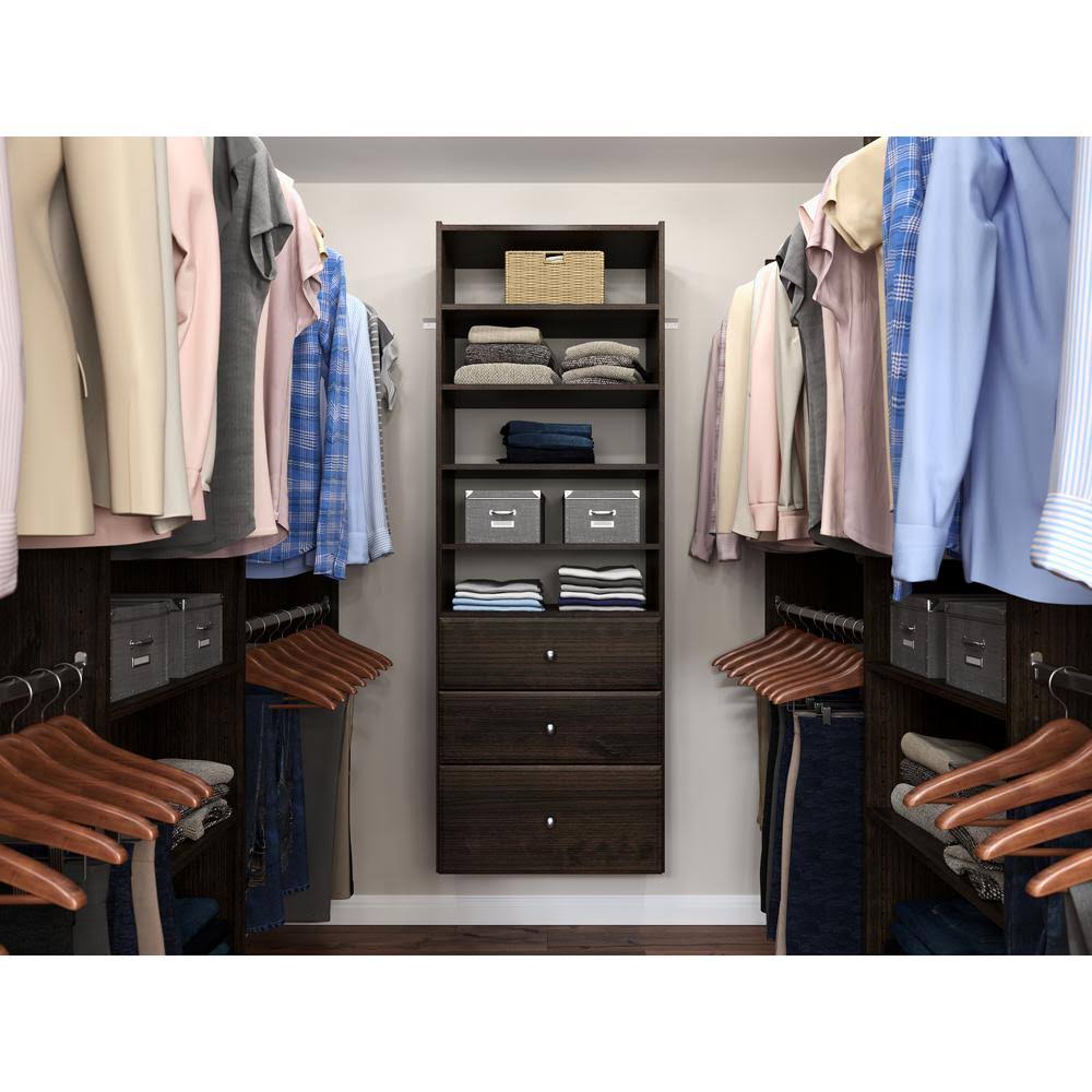 Truffle Tower Closet Organizer with Shelves and Drawers R8772