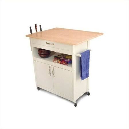 White Butcher Block Kitchen Cart H3998