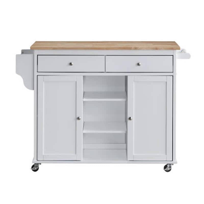 Kitchen Island Storage Cart with Natural Finish Top X6618