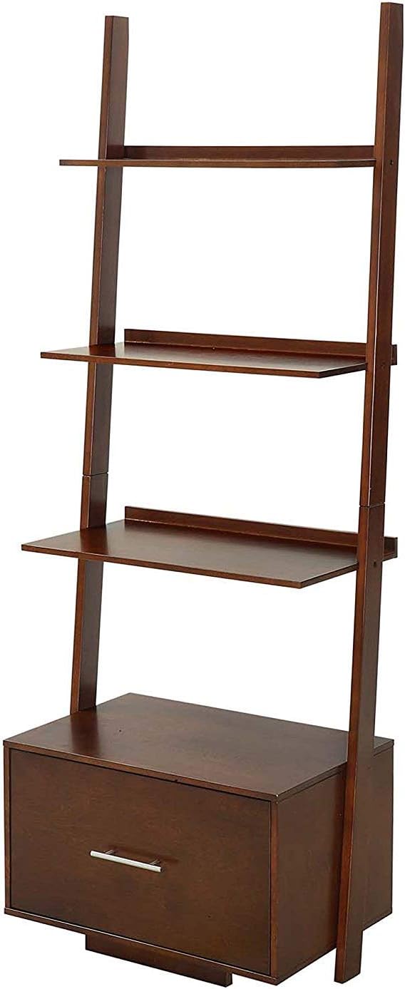Gray Ladder Bookcase with File Drawer I5008