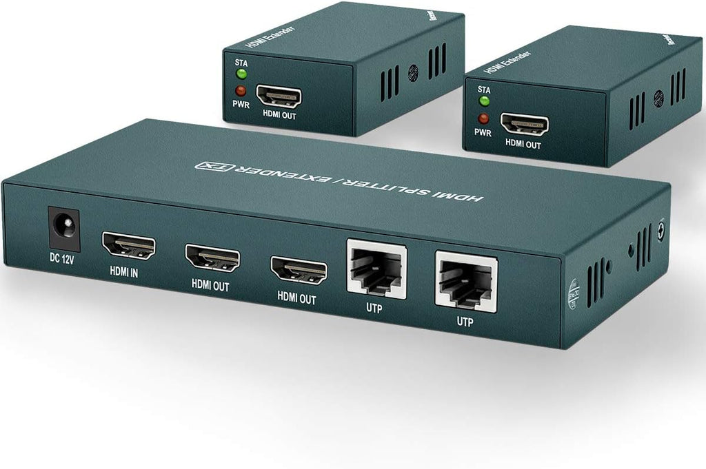 HDMI Extender Splitter 1x2, 165ft (50m) Over CAT5e/CAT6/CAT7, Pack of 2 O4675