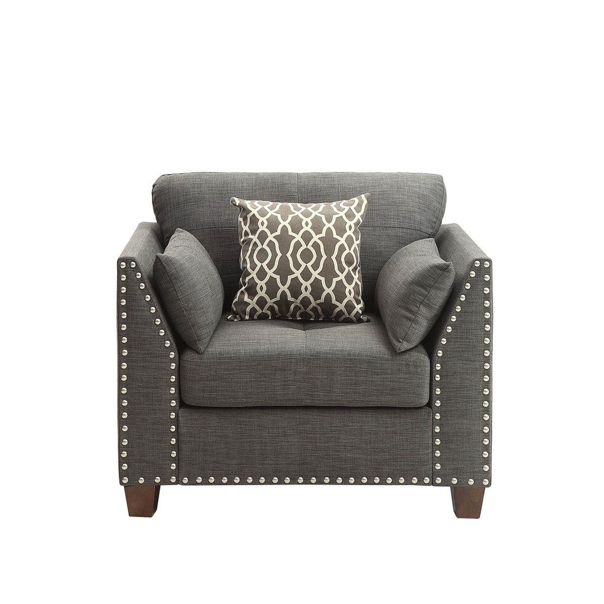 Laurissa Chair & 3 Pillows in Light Charcoal Linen I645