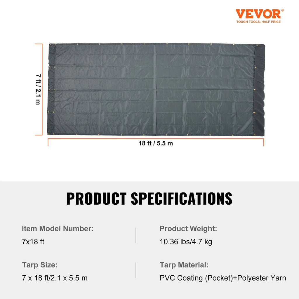 7 x 18 ft PVC 18oz Double Pockets Trailer Tarp M890662