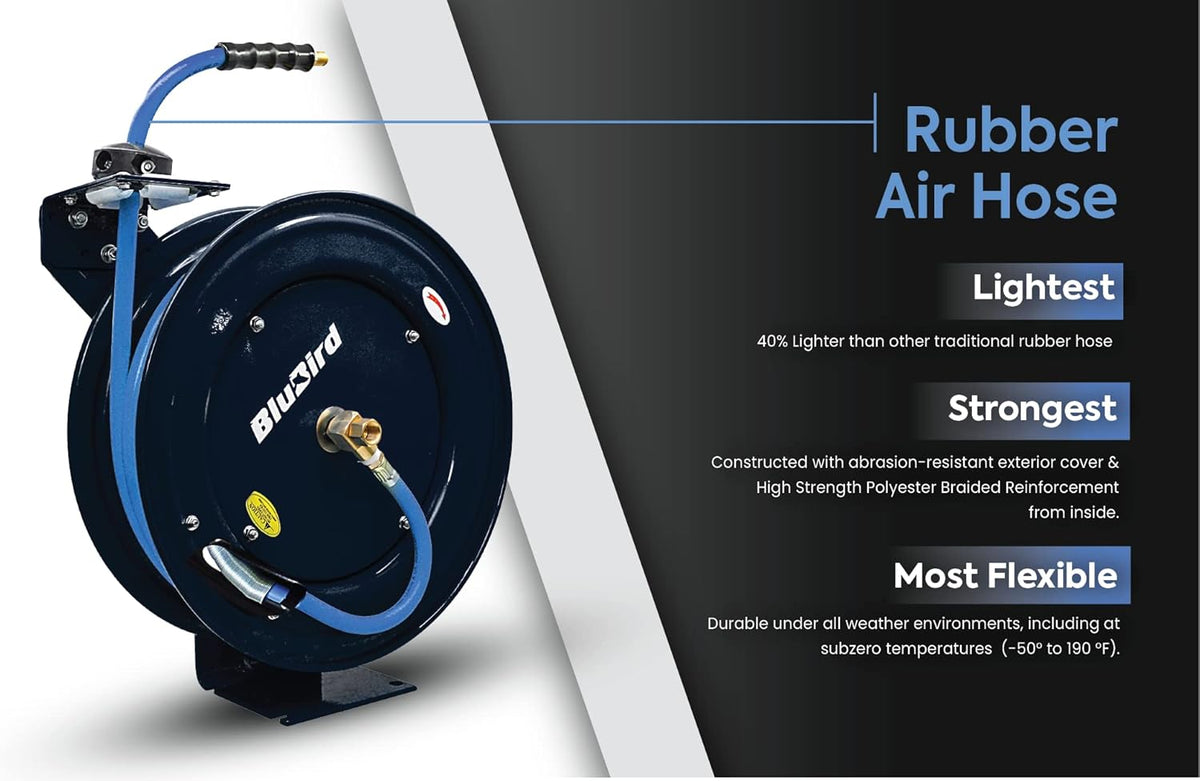 Retractable Hose Reel with 1/2" X 50' Air Hose, 300 PSI K330202