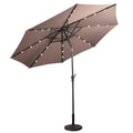 Tan Metal Patio Umbrella with Crank and LED Lights Y393215
