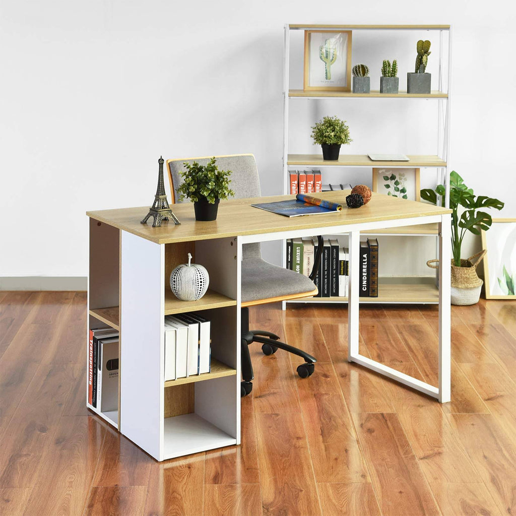 Wood Computer Desk with 5 Side Shelves W86811