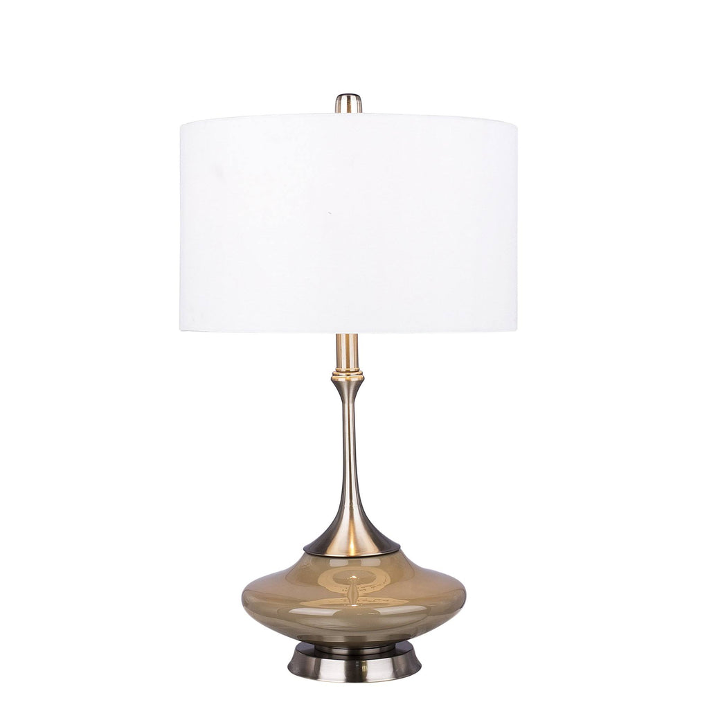 Retro 26.5 inch Grey Glass Brushed Steel Metal Table Lamp E330044