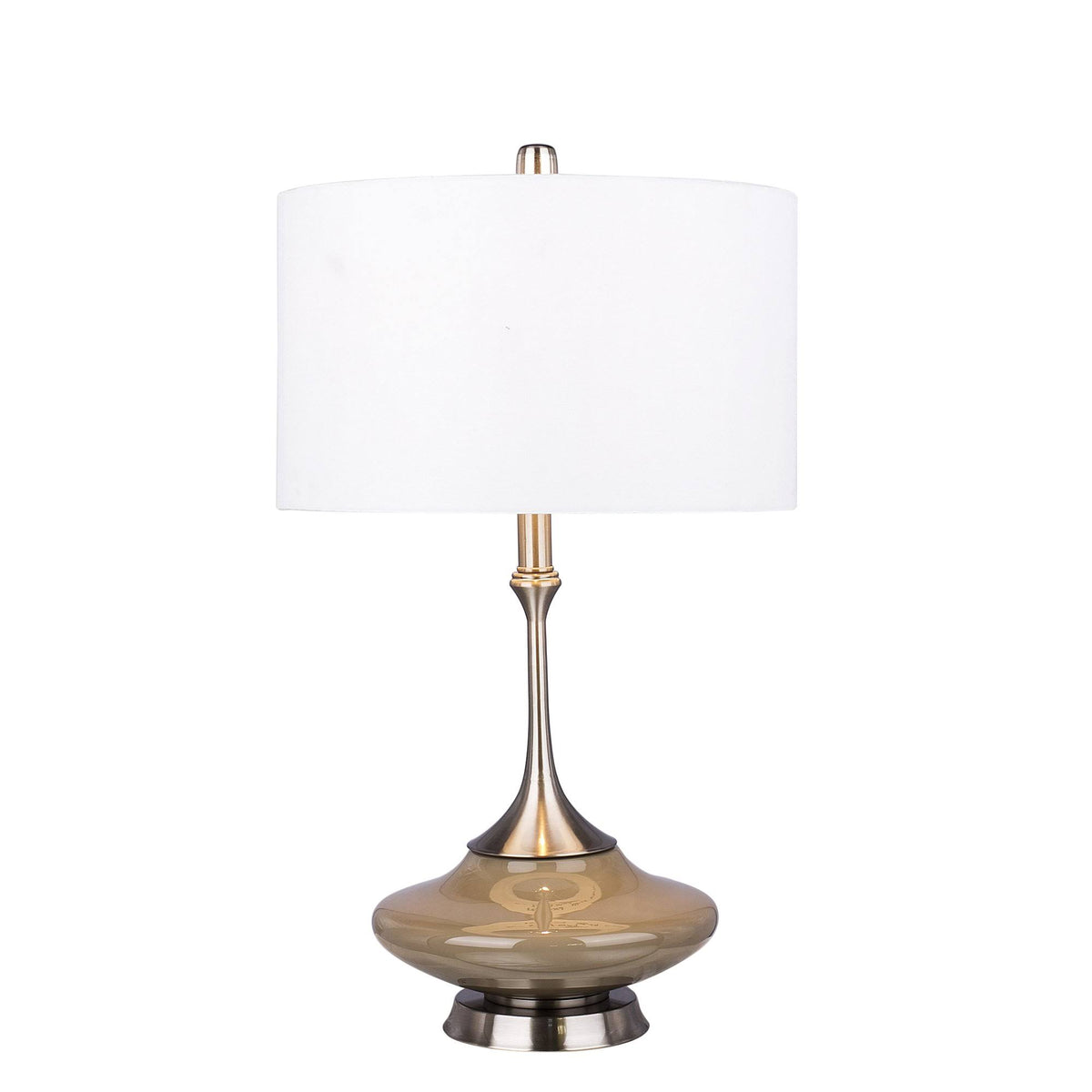 Retro 26.5 inch Grey Glass Brushed Steel Metal Table Lamp E330044