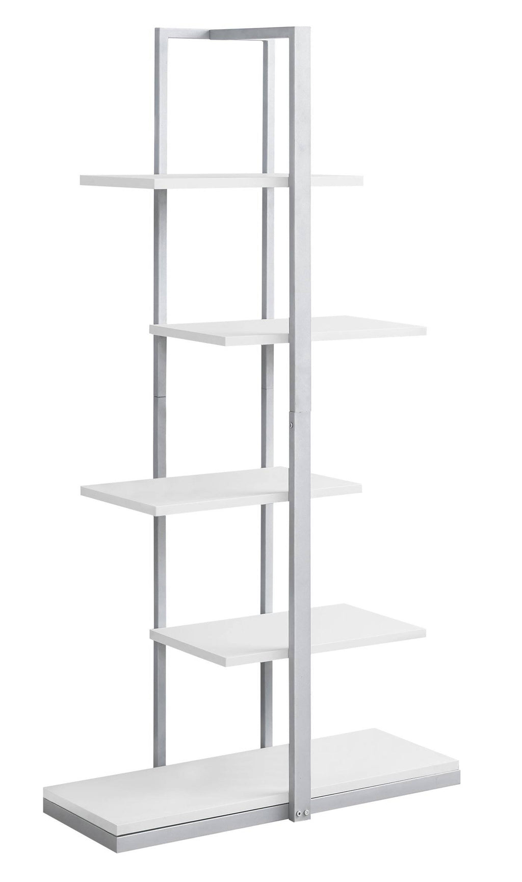 White Silver MDF Metal Bookshelf Y5961