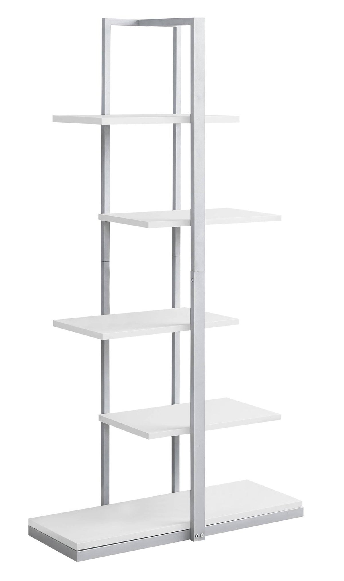 White Silver MDF Metal Bookshelf Y5961