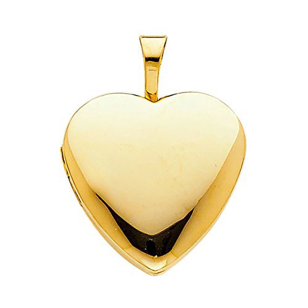 14k Yellow Gold Heart Locket Pendant with 0.8 mm Wheat Chain 16'' - 22'' G73462