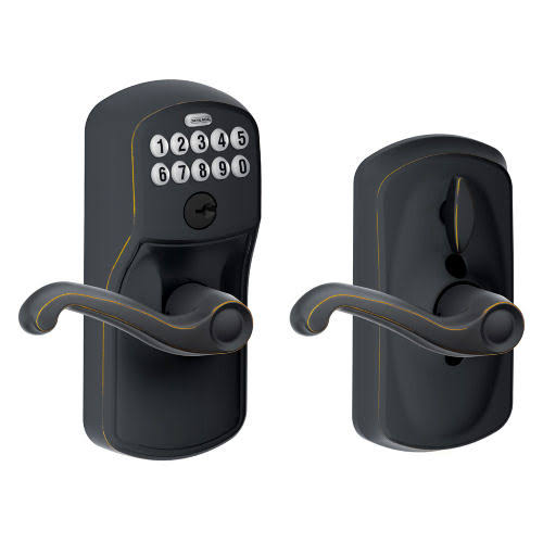Satin Nickel Keypad Entry Lever with Flex Lock R183772