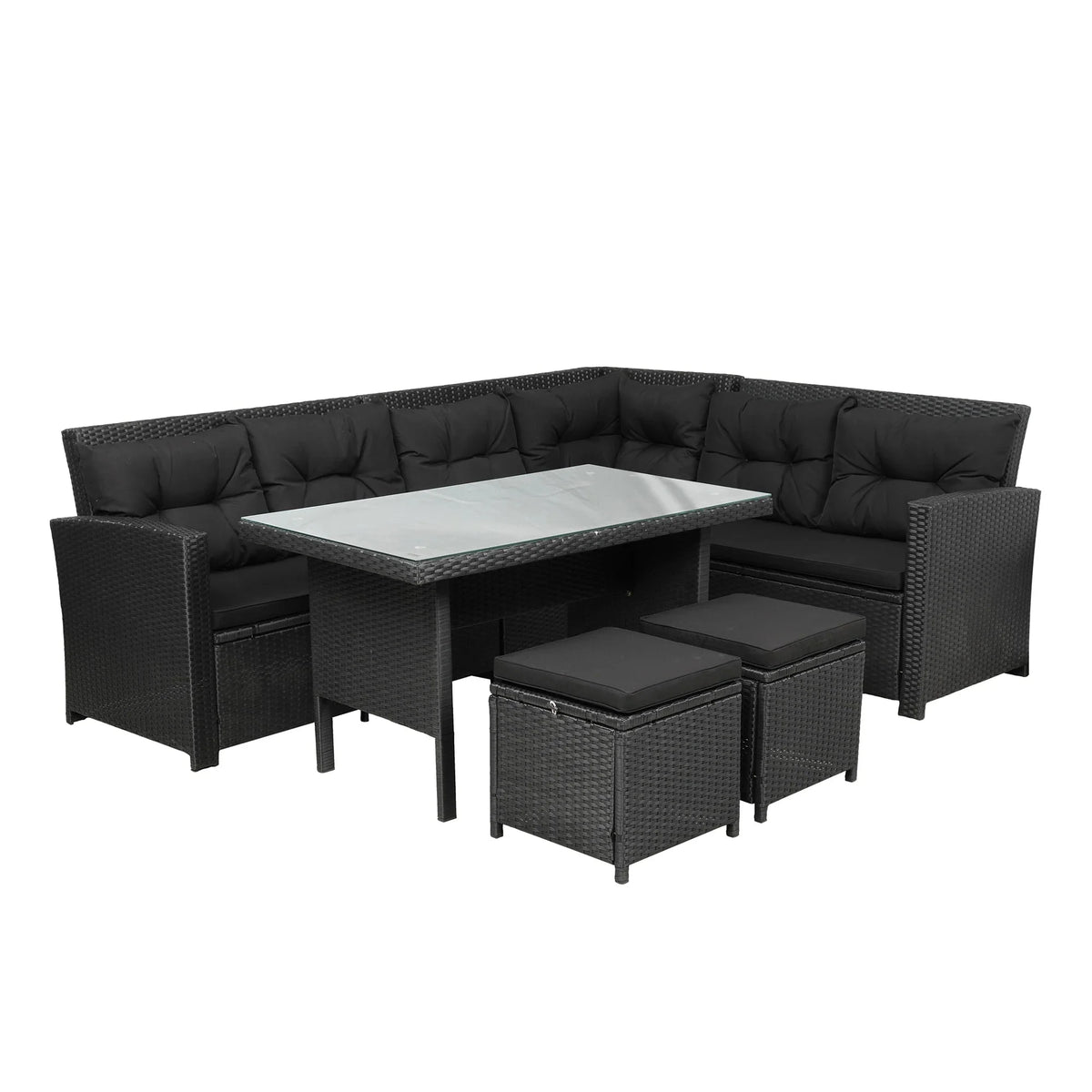 6-Piece Outdoor Sectional Sofa with Glass Table Ottomans Z650