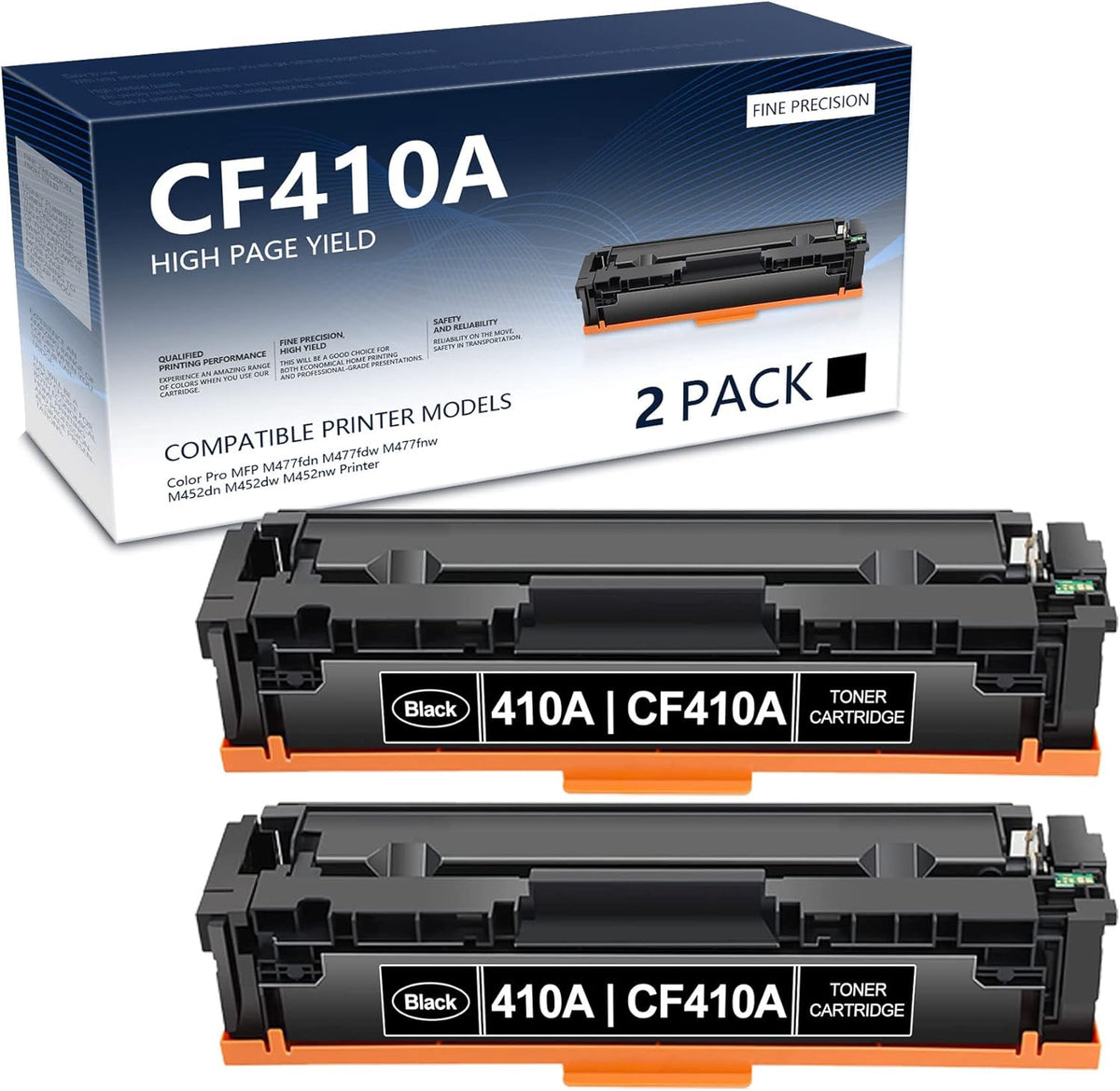 2 Pack Black Toner Cartridge CF410AD T84227