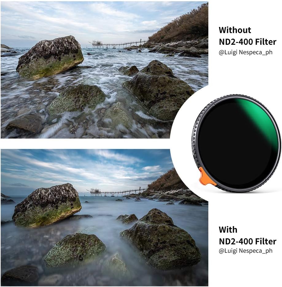 67mm Variable ND Filter ND2-ND400 with Multi-Layer Coatings AGC Glass Neutral Density Filter Pack of 2 W995979