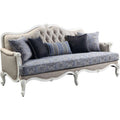 Transitional Sofa with 5 Pillows in Fabric and White Finish Y289
