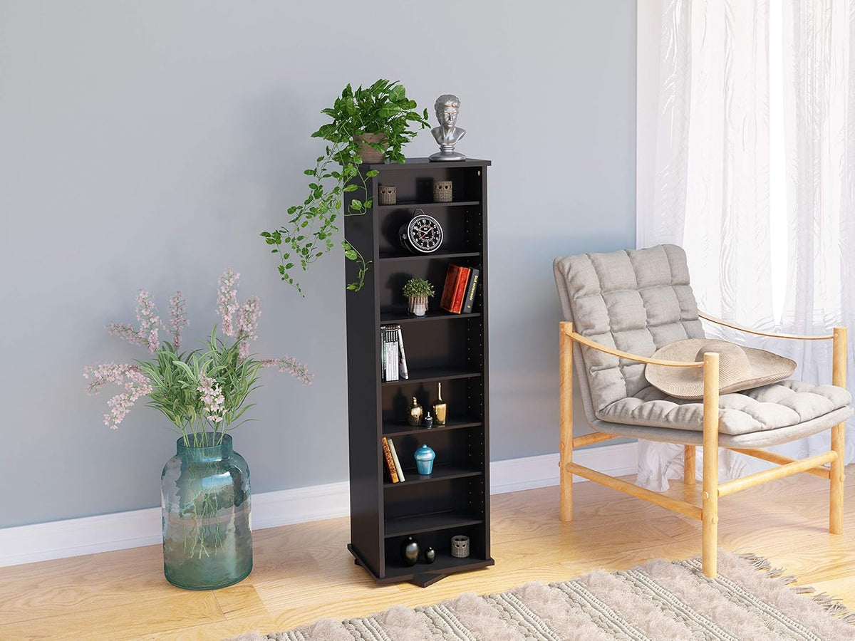 Black Two-Sided Spinning Tower Storage Cabinet J64978