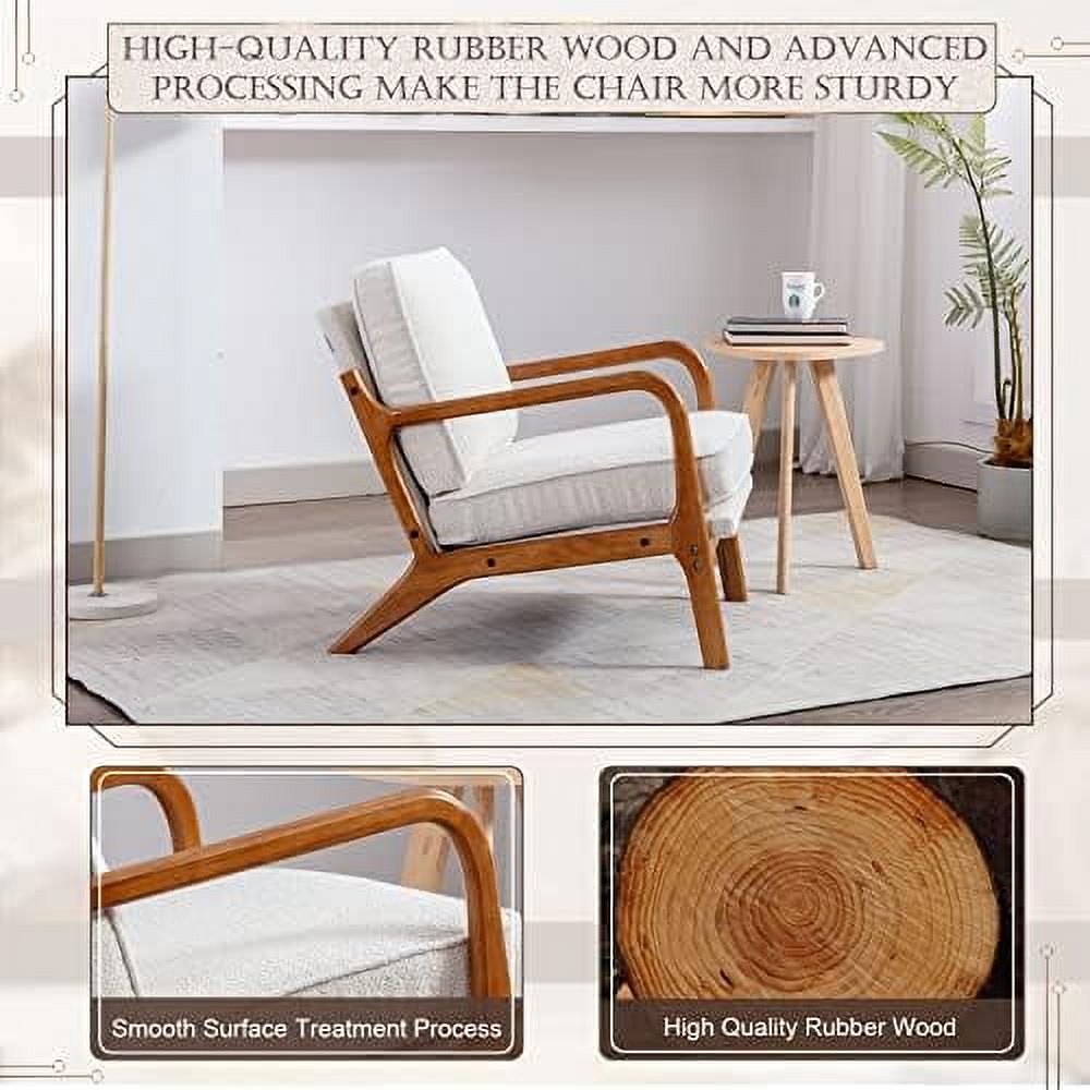 Upholstered PU Leather Accent Chair with Thicken Cushion Wooden Arm Chair P5875