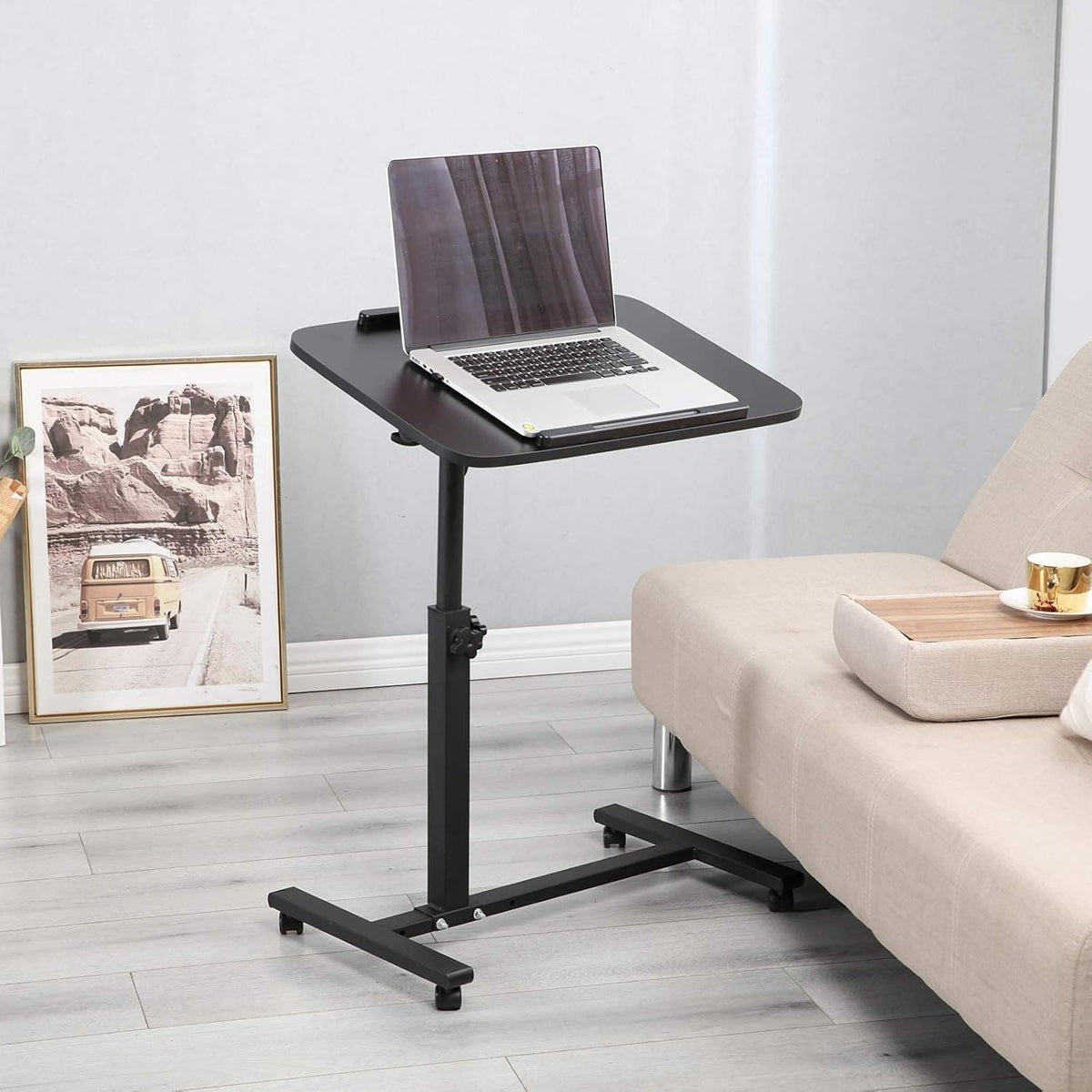Adjustable Overbed Bedside Table with Wheels X851