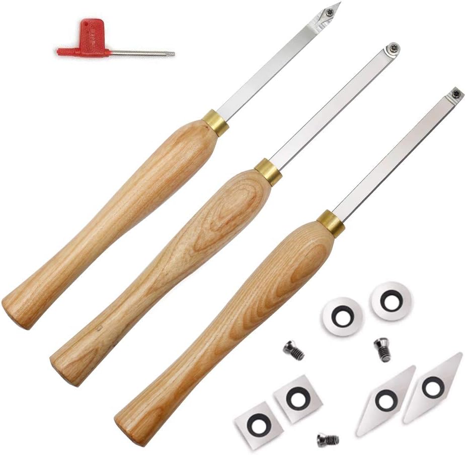 Carbide Woodturning Tool Mini Size 3 Piece Set with Comfort Grip Handles Y167