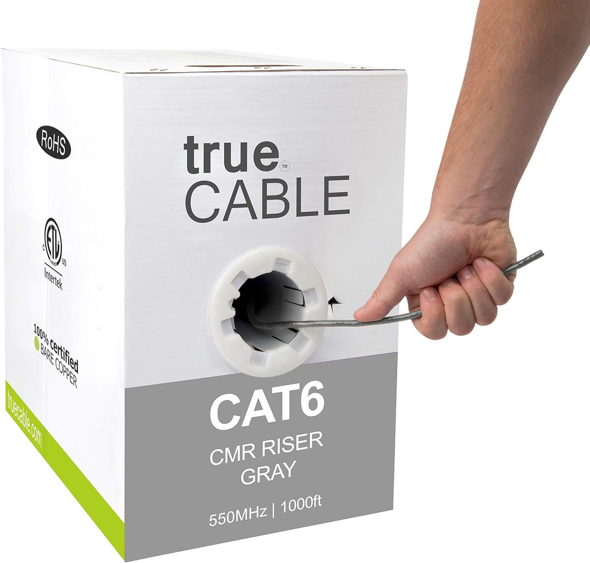 Cat6 Riser Bulk Ethernet Cable, 1000ft, Blue, 23AWG 4 Pair Solid Bare Copper, UTP N842