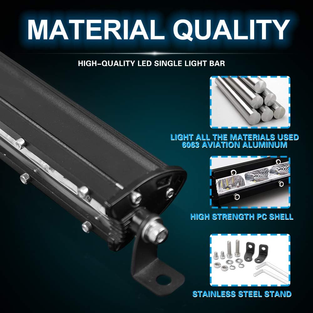 26 inch Single Row LED Light Bar Spot Flood Combo Beam 12V 24V Off Road Work Light W7934