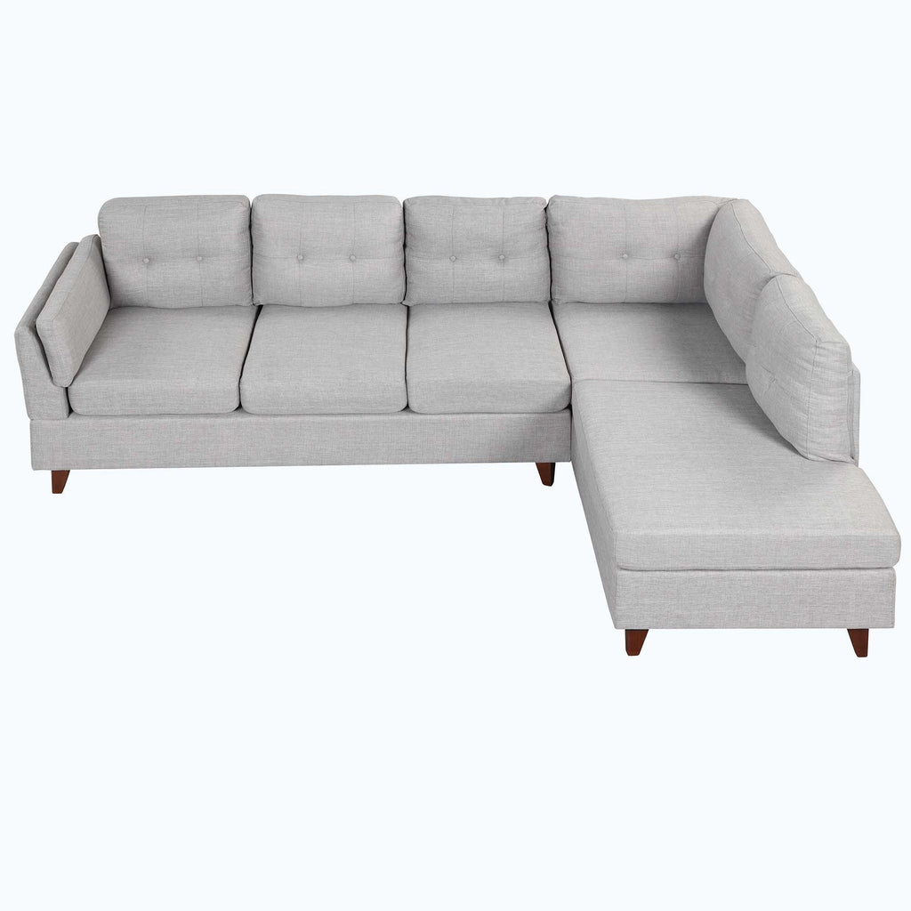 Beige L-Shape Couch with Chaise Lounge E436