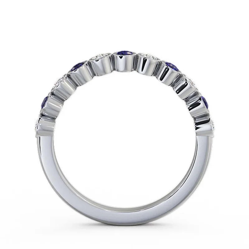 14K White Gold Blue Sapphire Eternity Band Y1287