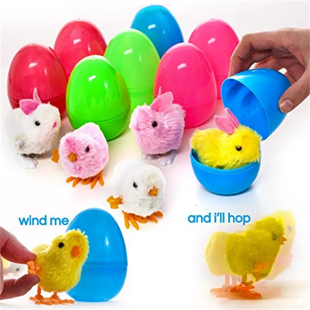Easter Chain Rabbit Wind Up Toy 8PCS Plastic Egg Cartridge Toy N15756
