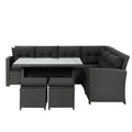 6-Piece Outdoor Sectional Sofa with Glass Table Ottomans Z650