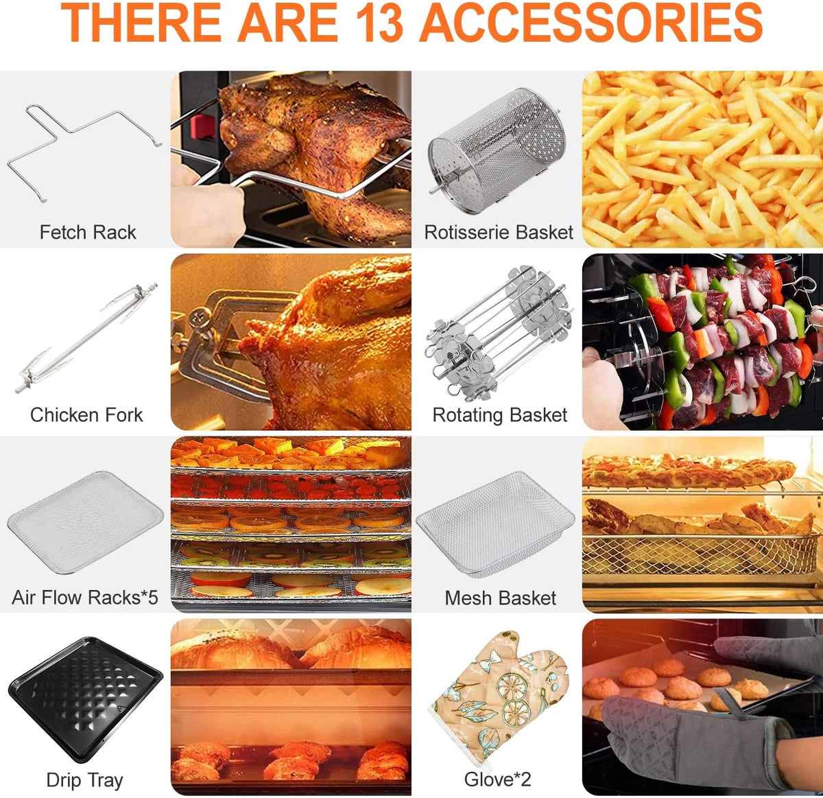 10-in-1 20 Quart Air Fryer Toaster Oven Combo with Rotisserie Dehydrator P3739
