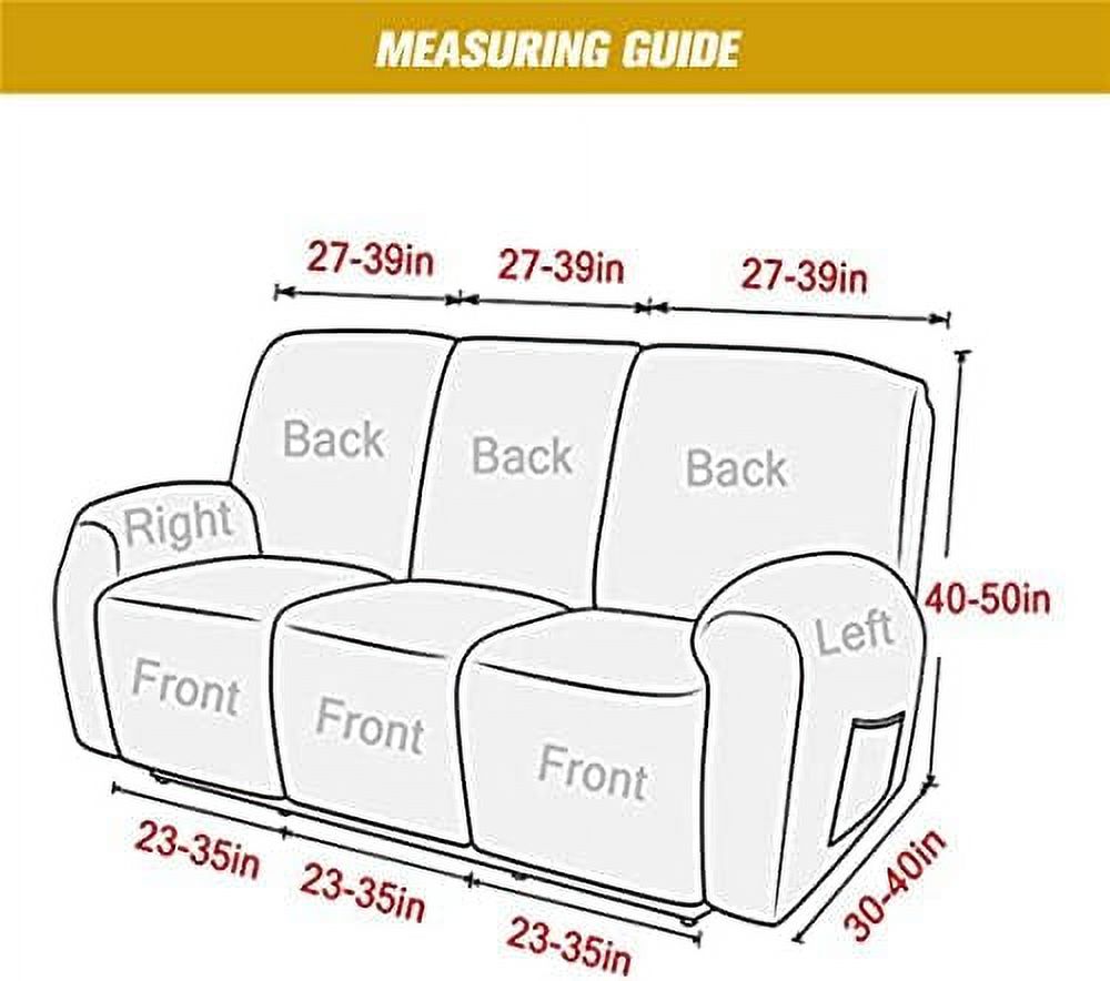 Velvet Recliner Sofa Slipcover 8 Pieces with Side Pocket C251490
