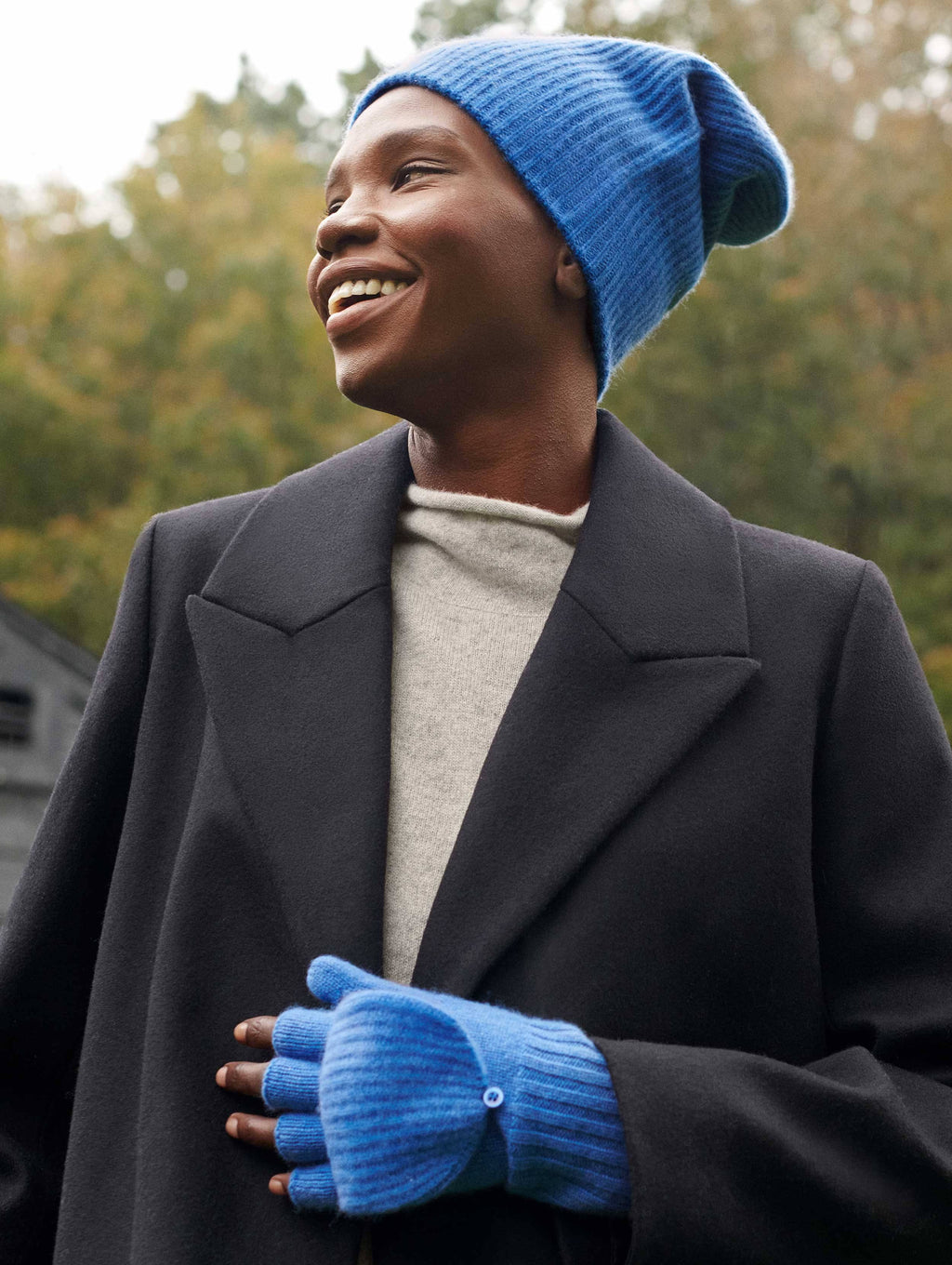 Celestial Blue Cashmere Rib Beanie X693