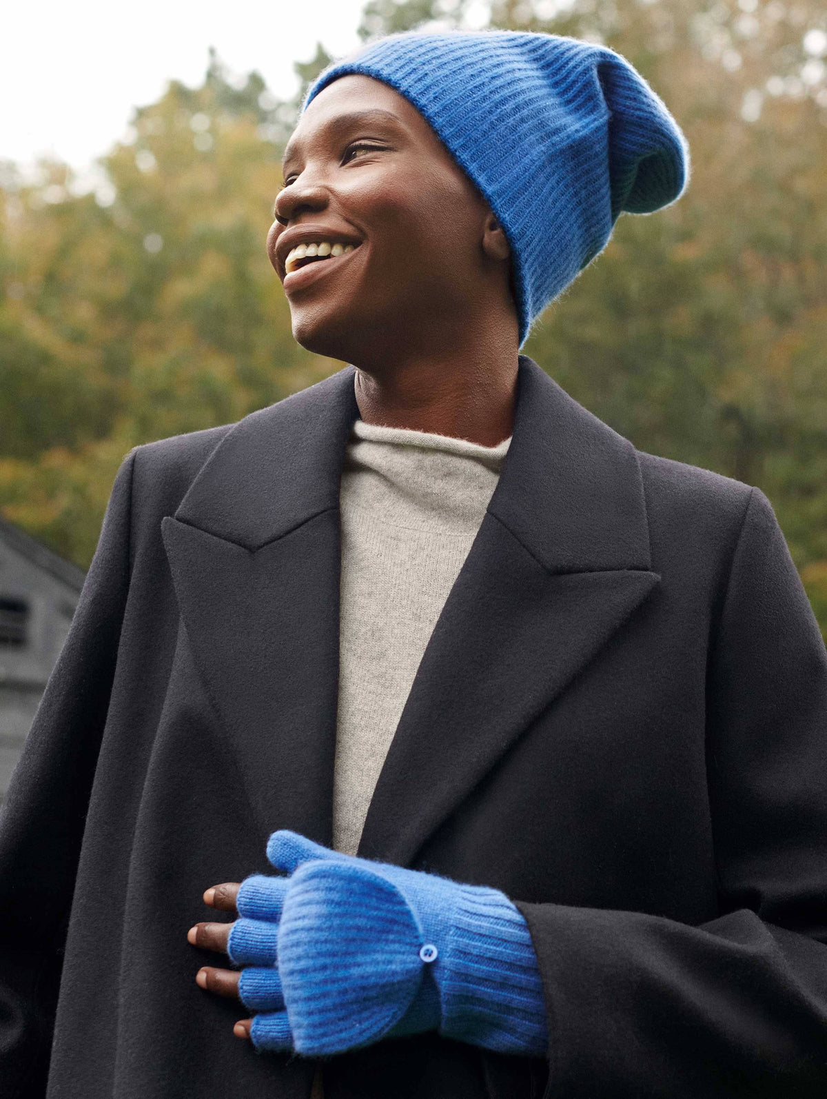 Celestial Blue Cashmere Rib Beanie X693