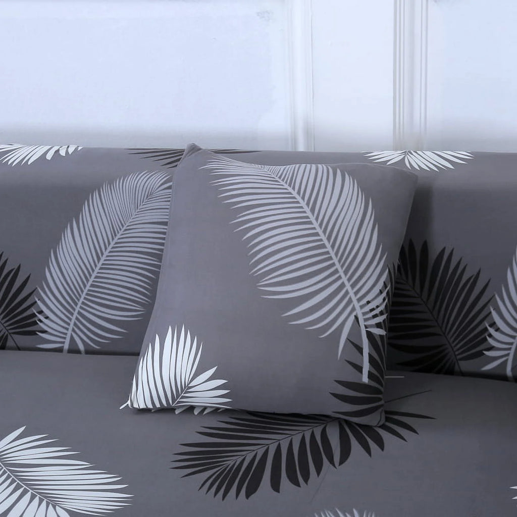 2 Piece L Shaped Sectional Couch Covers with 2pcs Pillowcases, Black, 3 Seater+4 Seater W914247