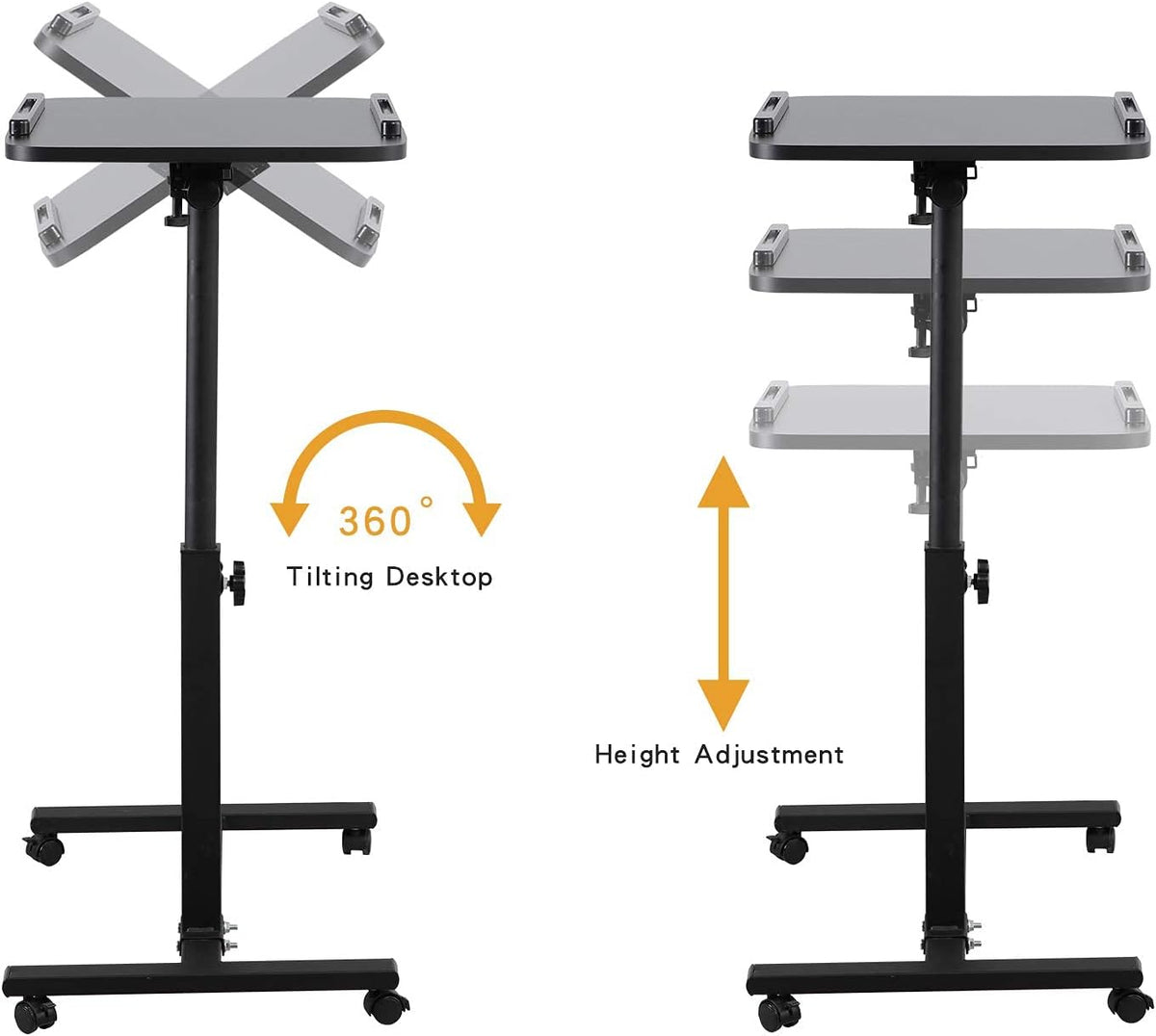 Adjustable Overbed Bedside Table with Wheels X851