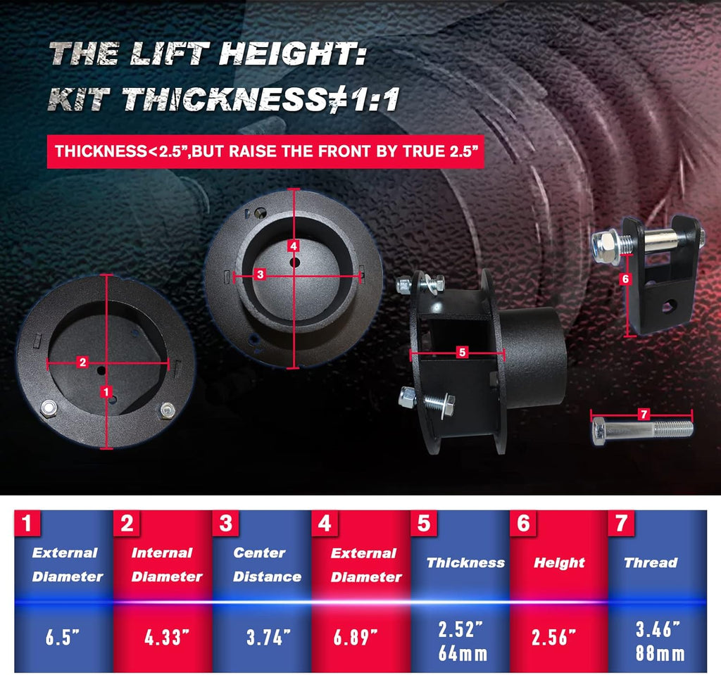2.5 Front Leveling Lift Kit for Ram 2500 3500 4WD with Shock Relocation Brackets K193