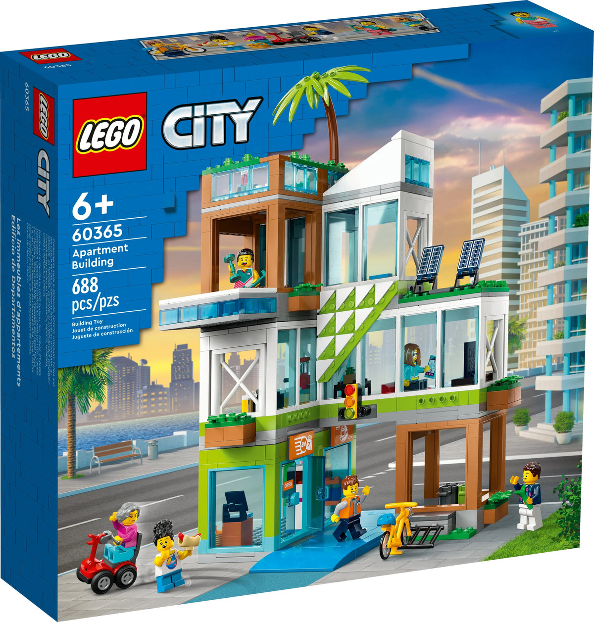 LEGO My City Apartment Building 60365 Toy Set with Connecting Three Floor Room Modules, Includes a Mobility Scooter, Bike and 6 Minifigures S7685