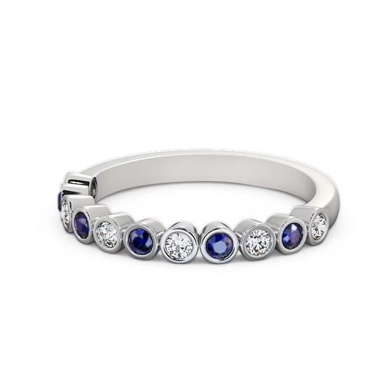 14K White Gold Blue Sapphire Eternity Band Y1287