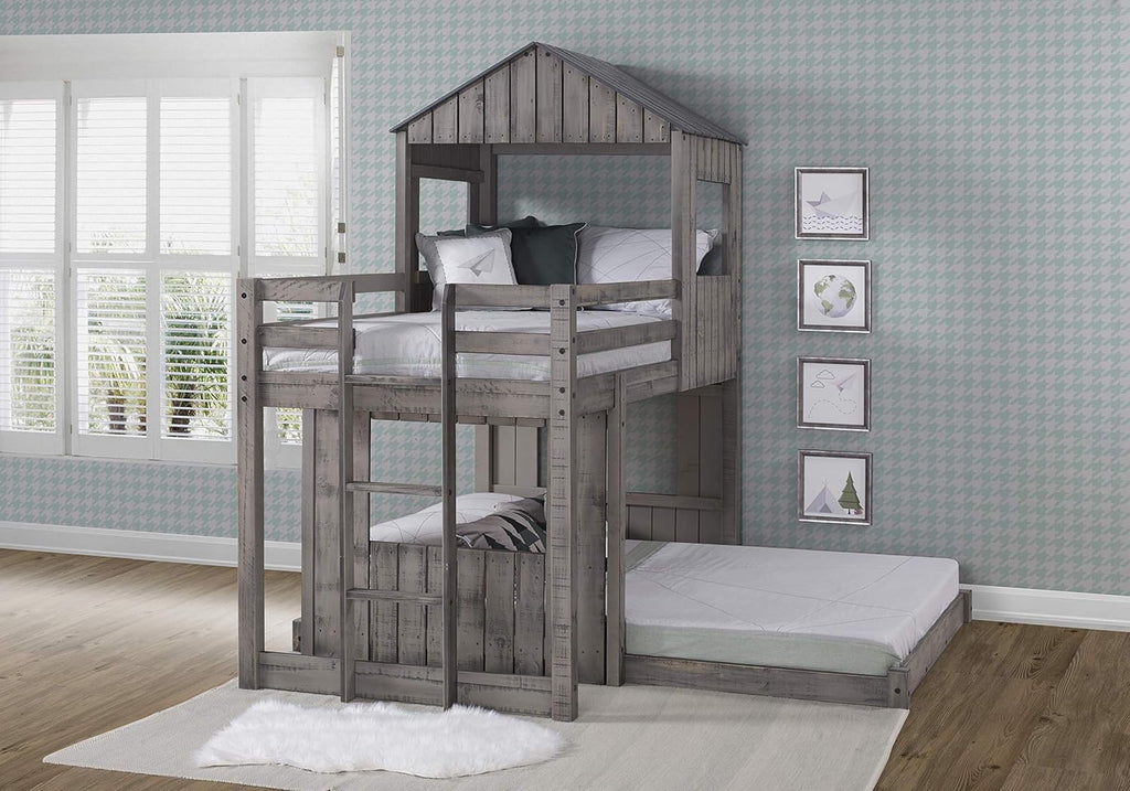 Rustic Dirty Grey Twin over Full Loft Bunkbed C26761
