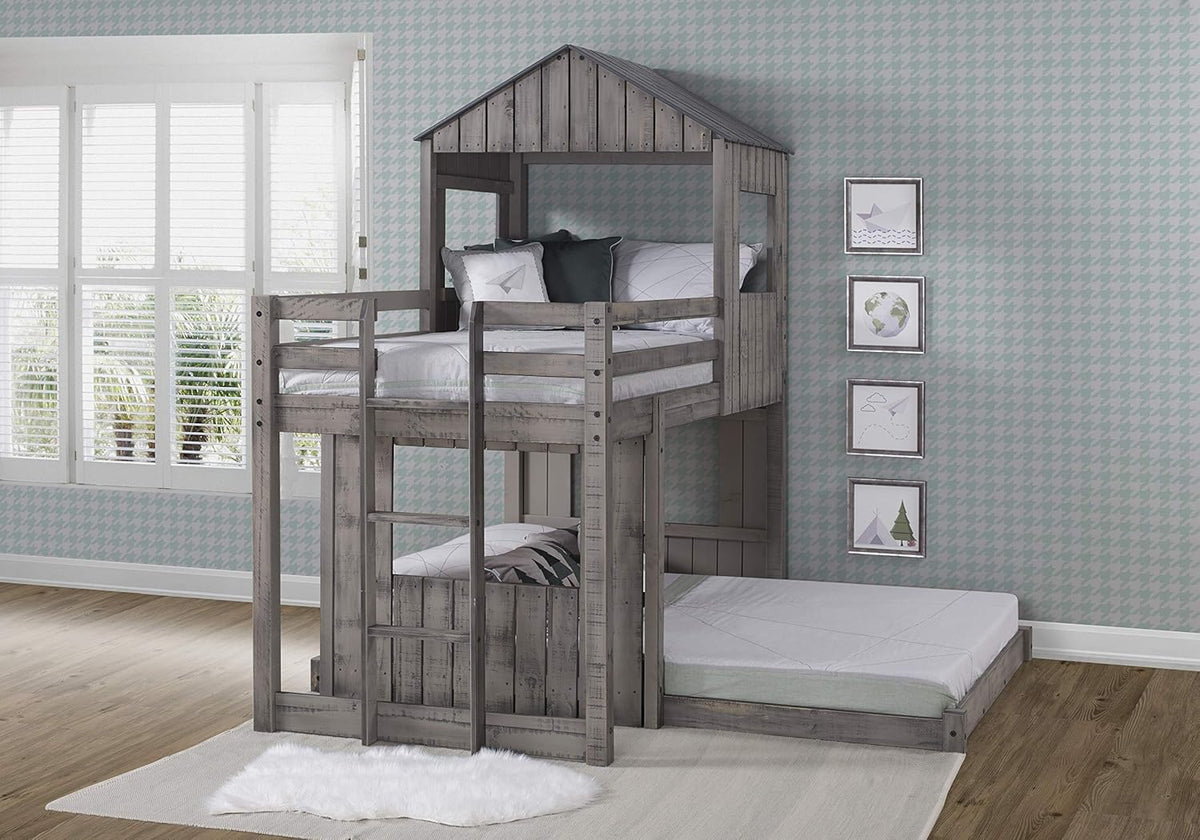 Rustic Dirty Grey Twin over Full Loft Bunkbed C26761