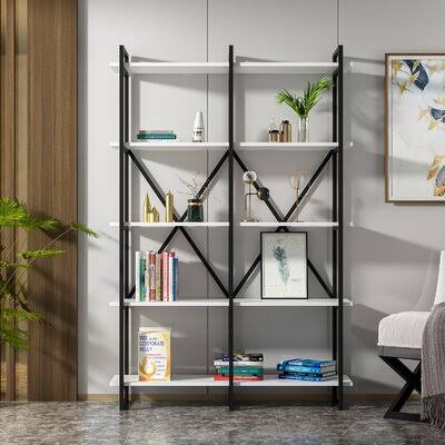 White Metal Etagere Bookcase W26991