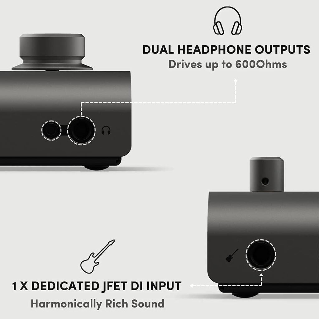 USB-C Audio Interface with Over-Ear Stereo Headphones and XLR Mic Cable S65040